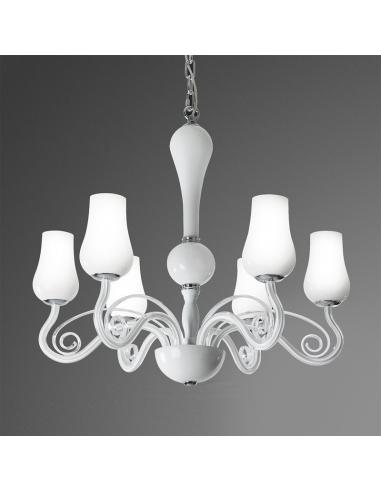 SOSPENSIONE IN METALLO E VETRO BIANCO ø66cm