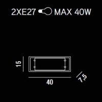 Wall SCONCE with WHITE GLASS 40x15cm