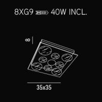 CEILING light with FROSTED GLASS AND TRANSPARENT 35x35cm