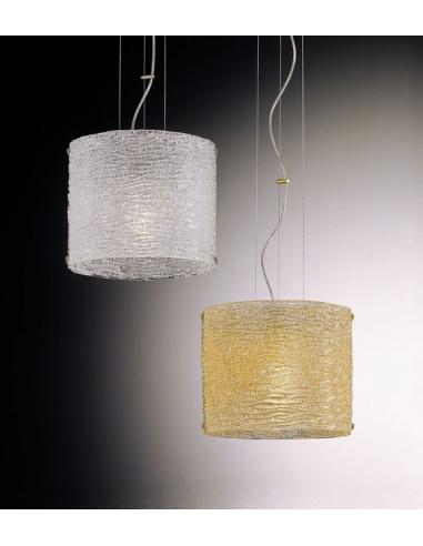 SUSPENSION MURANO GLASS GRIT WHITE SILVER
