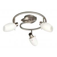 Usagi - ceiling Lamp spiral, spot, 3 lights, brushed stainless steel and white satin glass