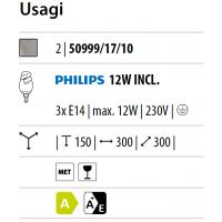 Usagi - ceiling Lamp spiral, spot, 3 lights, brushed stainless steel and white satin glass