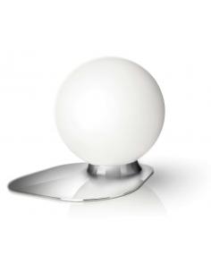 Wonder - Lampada da tavolo base cromo palla vetro bianco satinato