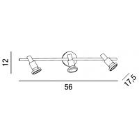 Faretto 3 luci metallo cromo lucido