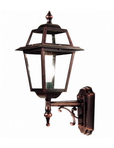 Wall lamp for the exterior, black/copper glass-transparent