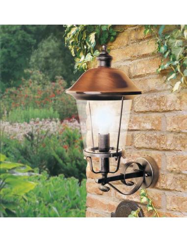 Lanterna a parete per l'esterno nero/rame antichizzato