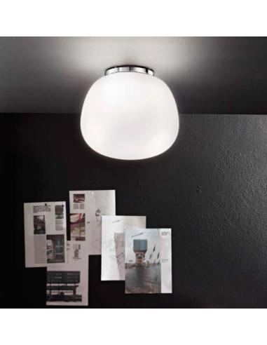 THE CEILING LIGHT FIXTURE POLISHED CHROME, WHITE GLASS