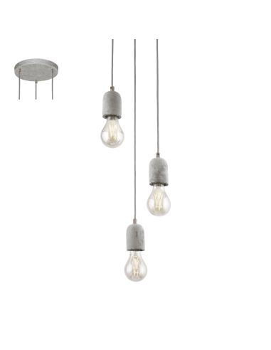 SILVARES - SOSPENSIONE Ø25CM 3X60W E27 ACCIAIO, GRIGIO\CALCESTRUZZO, GRIGIO