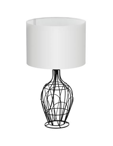 FAGONA - TABLE LAMP\STUDY Ø35,5CM 1X60W E27 stainless STEEL, BLACK\FABRIC, WHITE WITH BREAK