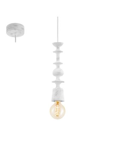 AVOLTRI - SOSPENSIONE Ø7CM 1X60W E27 LEGNO, BIANCO