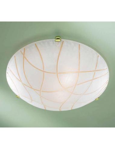 Plafoniera bianca con righe ambra D50 particolari oro