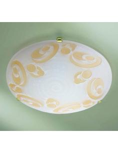 White ceiling light with swirl amber D40 special gold