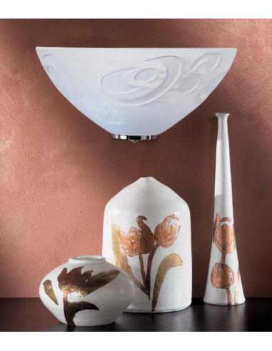 Applique a vaschetta con vortici bianchi particolari cromo