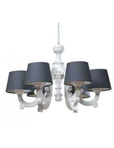 Lampadario Shabby Chic 6 luci in legno bianco