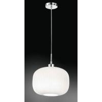 Suspension in polished chrome with glass pleated white