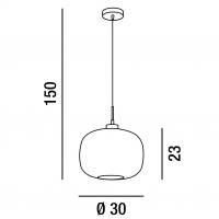 Suspension in polished chrome with glass pleated white