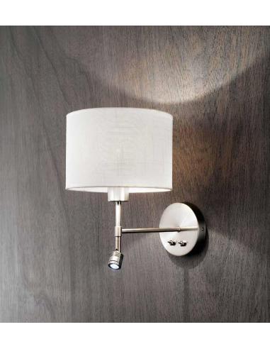 Applique cromo spazzolato con paralume in tessuto