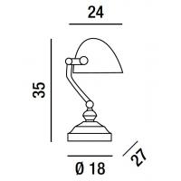 Table lamp burnished brass with white glass