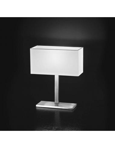 Lampada tavolo cromo spazzolato con paralume in pvc