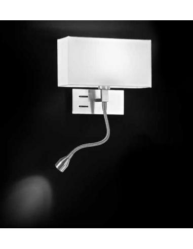 Applique cromo spazzolato con paralume in pvc e luce lettura