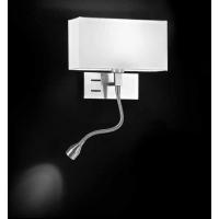 Applique cromo spazzolato con paralume in pvc e luce lettura