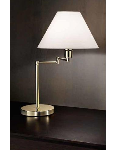 Lampada da tavolo snodabile ottone lucido con paralume in pvc