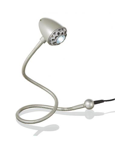 Lampada da tavolo snodabile in plastica colore argento