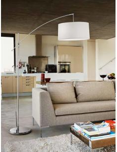 Floor lamp polished chrome adjustable with fabric shade