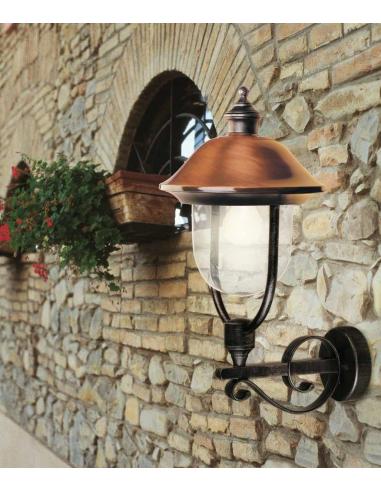 Lantern wall mount outdoor black/copper antique