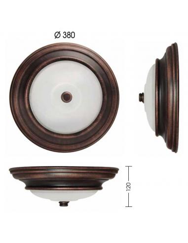 Ceiling light, aluminium, glass, opal, black/copper