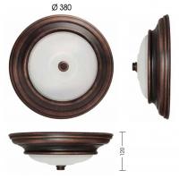 Ceiling light, aluminium, glass, opal, black/copper