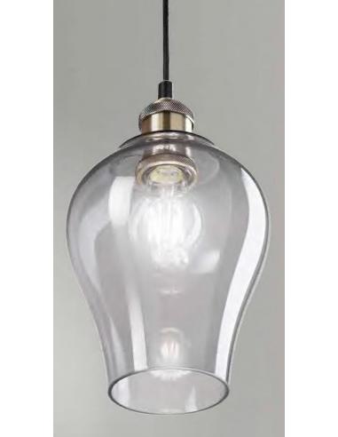 Perenz 6436 FU Lampada a Sospensione ottone brunito vetro fumè
