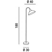 Perenz 6260 VE Floor lamp in metal, jointed and rubber color green