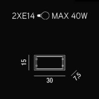 Wall SCONCE with WHITE GLASS 30x15cm