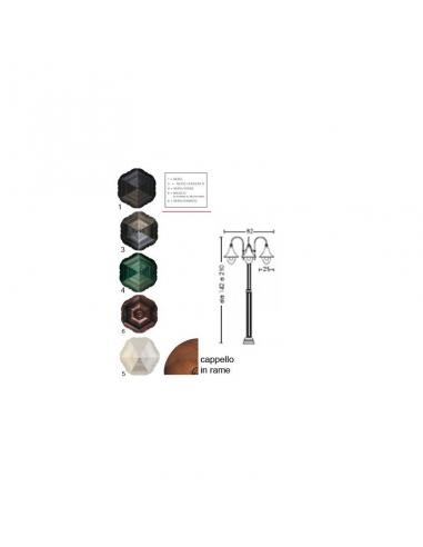 Moretti Luce 86R6.3L.6 Lampione regolabile nero/rame vetro fumé