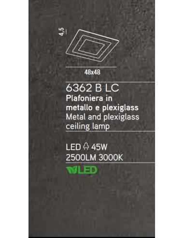 PERENZ 6362 B LC Plafoniera in metallo e plexiglass
