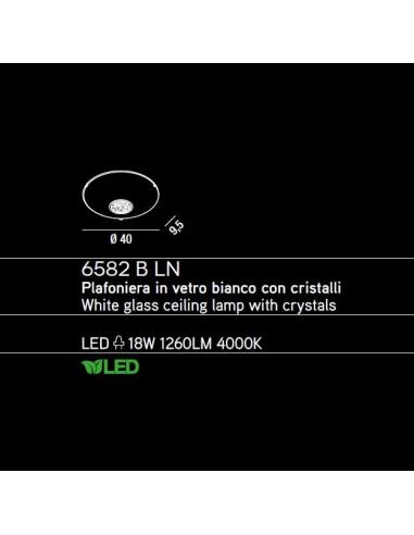 PERENZ 6582 B LN Plafoniera in vetro bianco con cristalli
