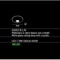 PERENZ 6582 B LN Plafoniera in vetro bianco con cristalli