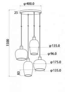 Illuminati MD16003006-4A HANA Pendant lamp glass shapes white 2