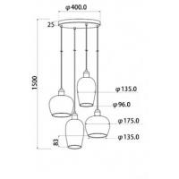 Illuminati MD16003006-4A HANA Pendant lamp glass shapes white