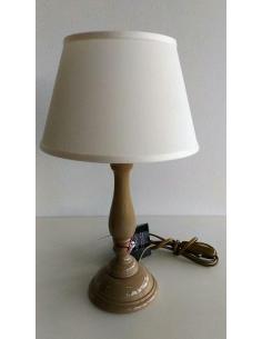 Luce Più DBL 017/P/TORTORA Table lamp handcrafted dove grey wood with lampshade