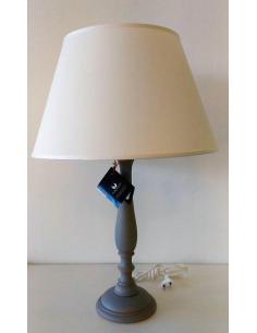 Luce Più DBL 017/G/GRIGIO Table lamp grey wood white lampshade