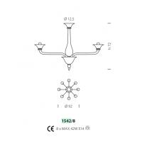 SYLCOM 1542/8 K BLCR Corner Lampada a sospensione Bianco-Latte Cristallo