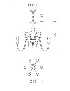 Sylcom 1022/6 K CR Teodato Chandelier pendant ø79 Murano 2