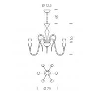 Sylcom 1022/6 K CR Teodato Lampadario a Sospensione ø79 Murano