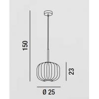 Perenz 6778 AM Plissè Suspension lamp Amber Ø25 H23