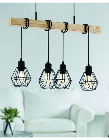 EGLO 43132 TOWNSHEND 5 Lampada a sospensione 4L legno e acciaio