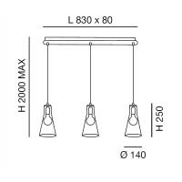 Fabas 3596-47-125 Dafne Pendant Lamp Amber 3L
